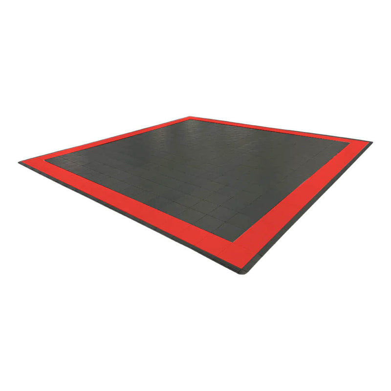 Speedway Tile 2-Car Garage Floor Tile Mat / Pad (Black / Red)
