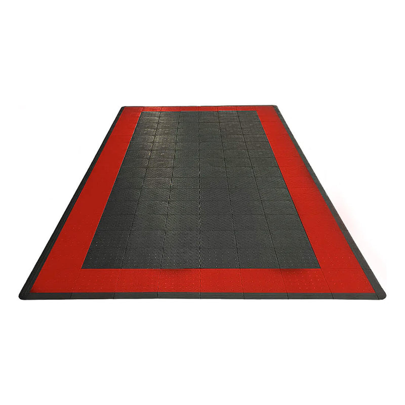 Speedway Tile 1-Car Garage Floor Tile Mat / Pad (Black / Red)