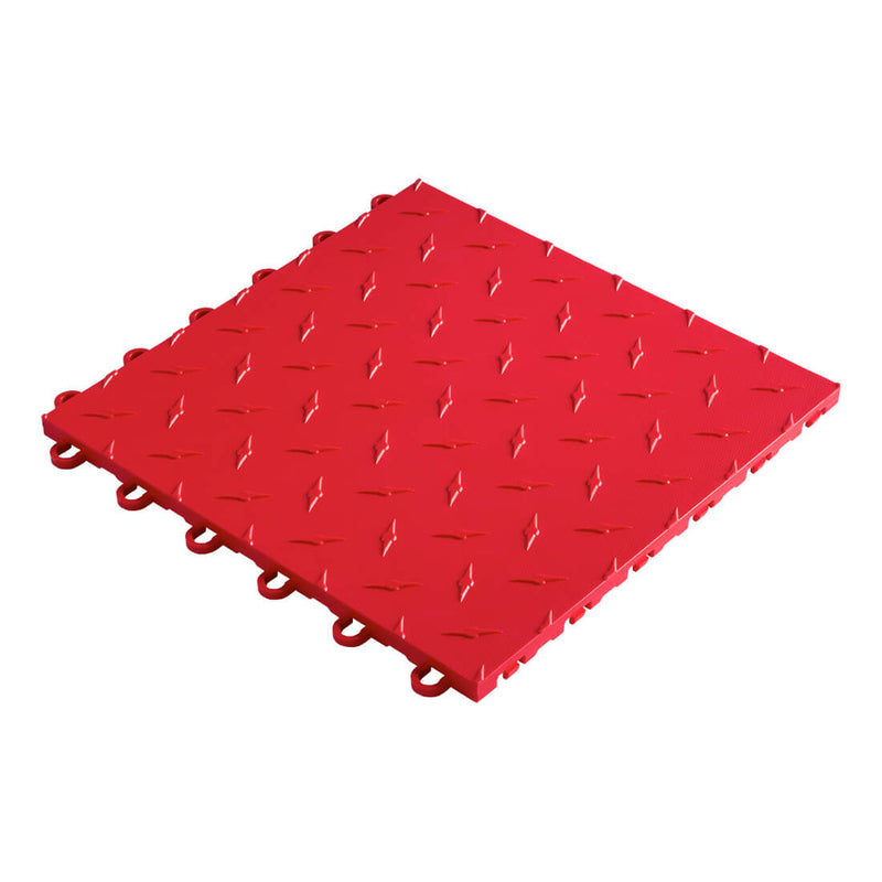 Speedway Tile 1-Car Garage Floor Tile Mat / Pad (Black / Red)