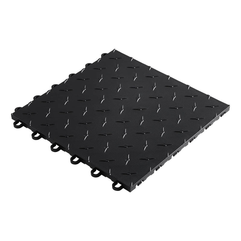 Speedway Tile Checkered 1-Car Garage Floor Tile Mat / Pad (Black / Red / White)