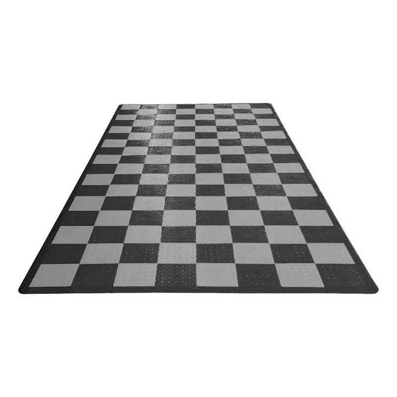 Speedway Tile Checkered 1-Car Garage Floor Tile Mat / Pad (Black / Grey)