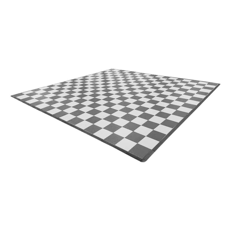 Speedway Tile Checkered 2-Car Garage Floor Tile Mat / Pad (Grey / Silver / Black)