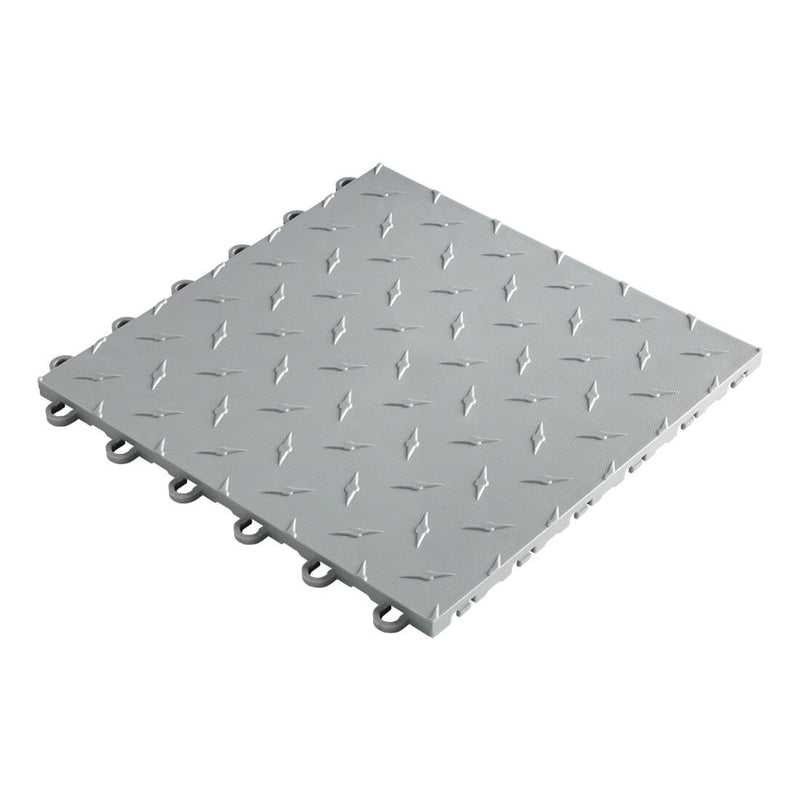 Speedway Tile Checkered 2-Car Garage Floor Tile Mat / Pad (Grey / Silver / Black)