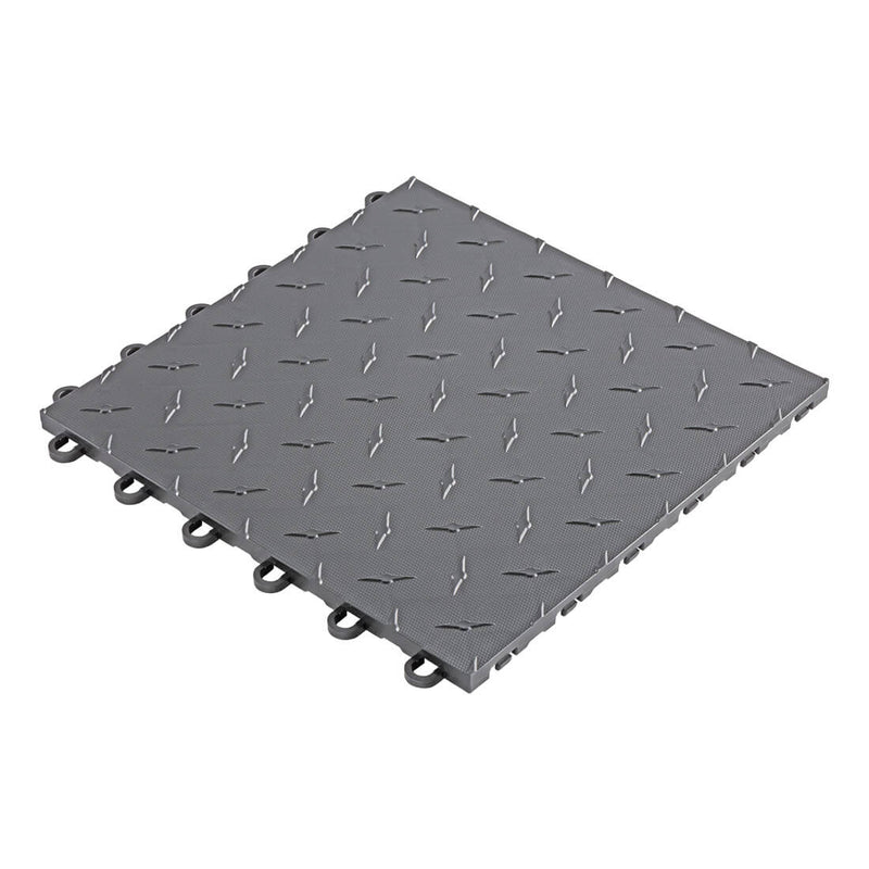 Speedway Tile Checkered 2-Car Garage Floor Tile Mat / Pad (Grey / Silver / Black)