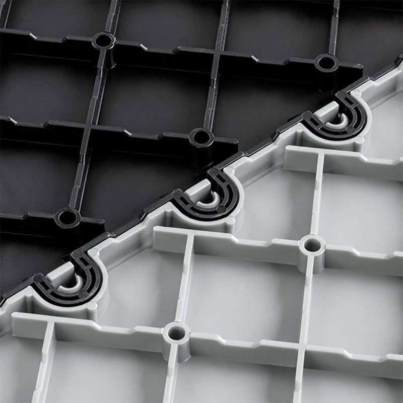 Speedway Tile Checkered 2-Car Garage Floor Tile Mat / Pad (Grey / Silver / Black)