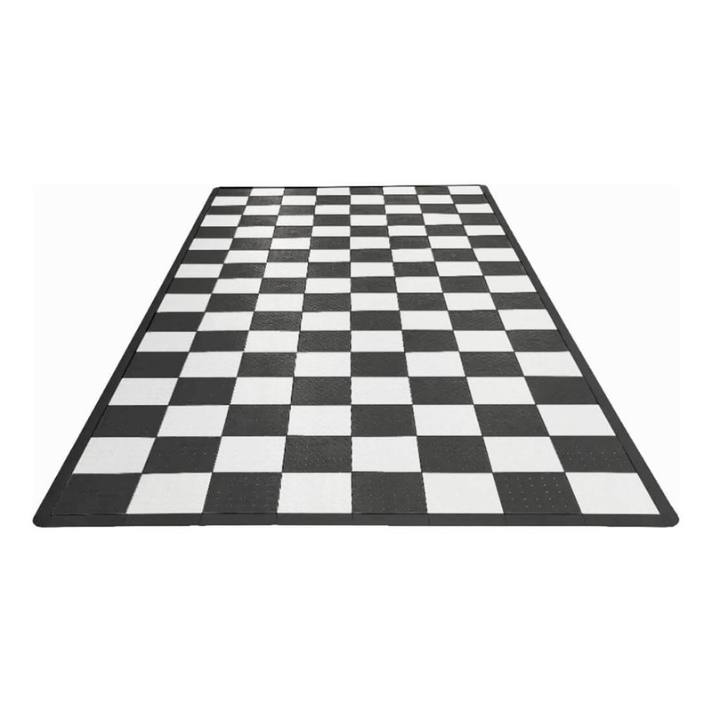 Speedway Tile Checkered 1-Car Garage Floor Tile Mat / Pad (Black / White)