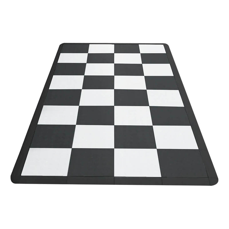 Speedway Tile Checkered Motorcycle Garage Floor Tile Mat / Pad (Black / White)