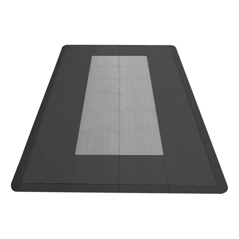 Speedway Tile Motorcycle Garage Floor Tile Mat / Pad (Black / Grey)