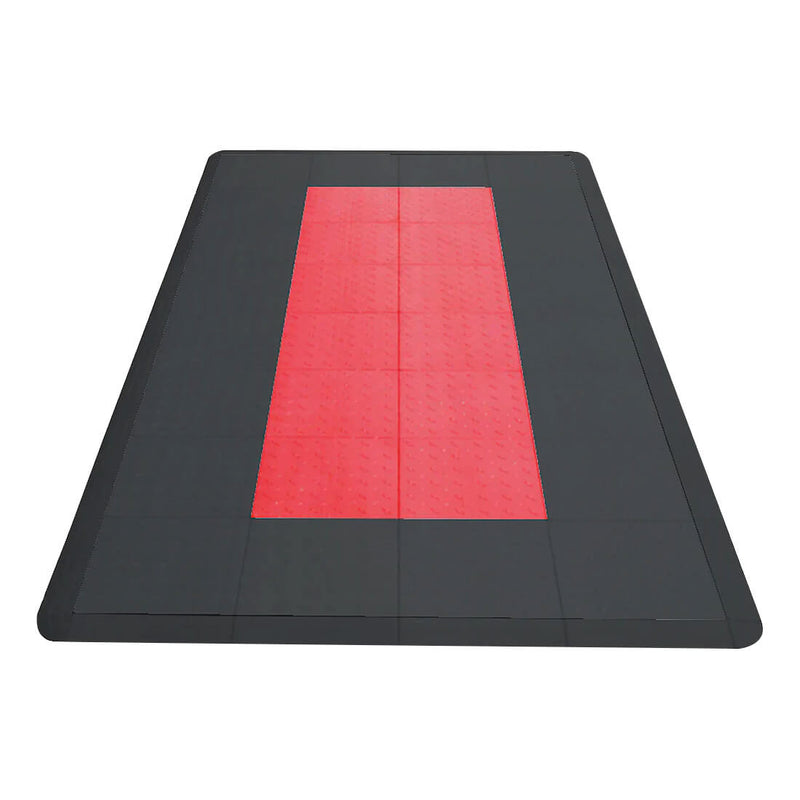 Speedway Tile Motorcycle Garage Floor Tile Mat / Pad (Black / Red)