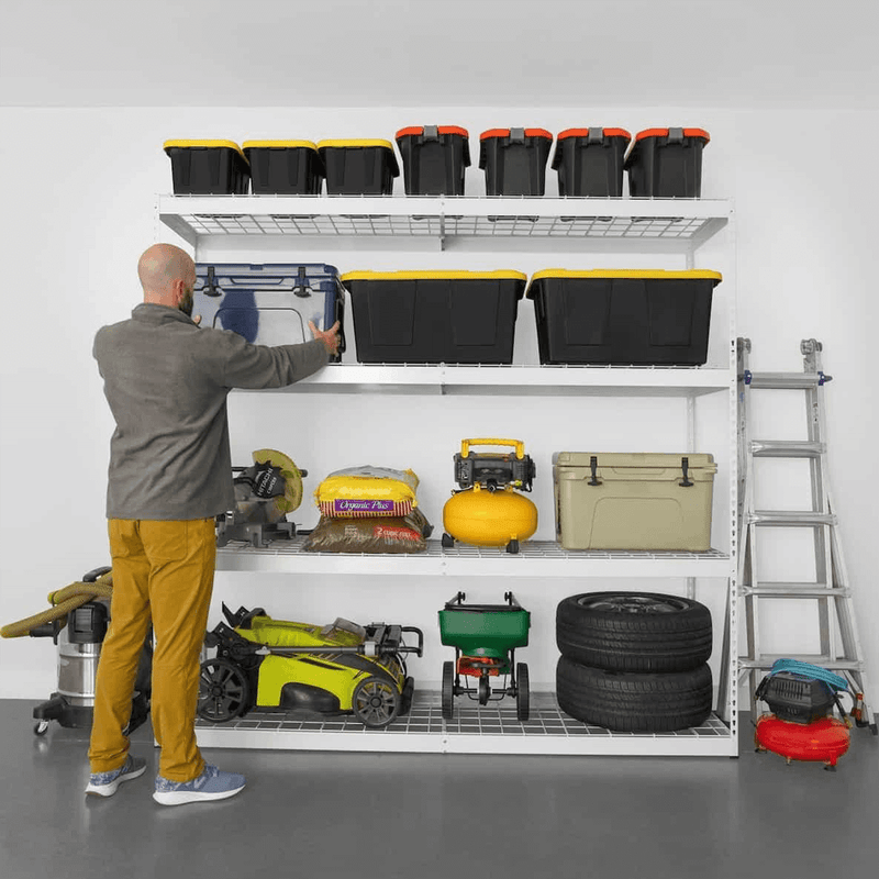 SafeRacks 24" x 92" x 84" Heavy-Duty Garage Rack Shelving (White)