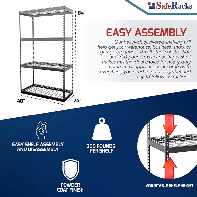 MonsterRAX 24" x 48" x 84" Heavy-Duty Garage Rack Shelving (Hammertone)