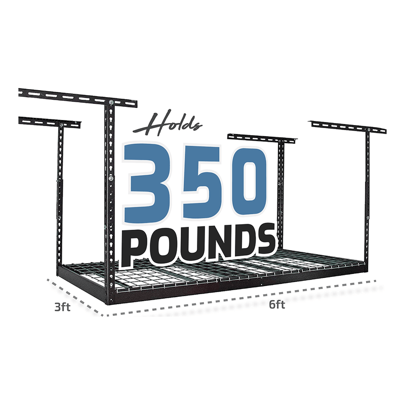 MonsterRAX 3' x 6' Overhead Storage Rack with 12-24-Inch Drop (Hammertone)
