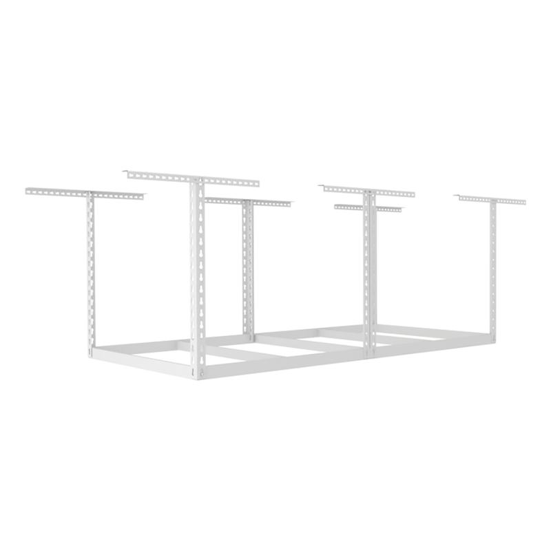 SafeRacks 4' x 8' Overhead Storage Rack Frame Kit with 24-45-Inch Drop (White)