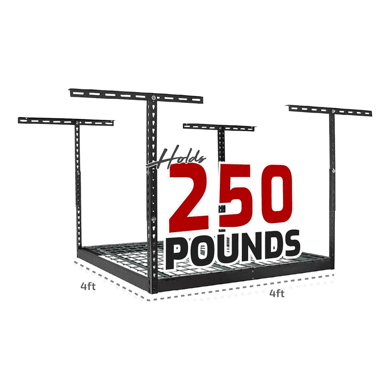 MonsterRAX 4' x 4' Overhead Storage Rack with 24-45-Inch Drop (Hammertone)