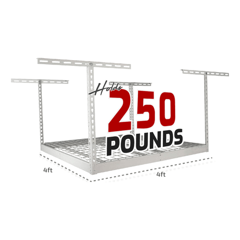 MonsterRAX 4' x 4' Overhead Storage Rack with 24-45-Inch Drop (White)