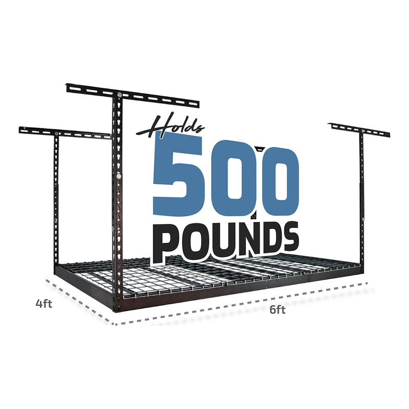 MonsterRAX 4' x 6' Overhead Storage Rack with 24-45-Inch Drop (Hammertone)