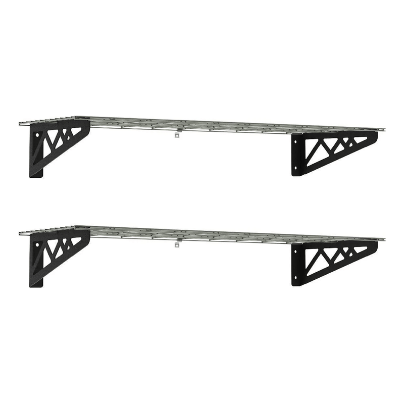 MonsterRAX 12" x 36" Wall Mounted Garage Shelves with Hooks (Hammertone)