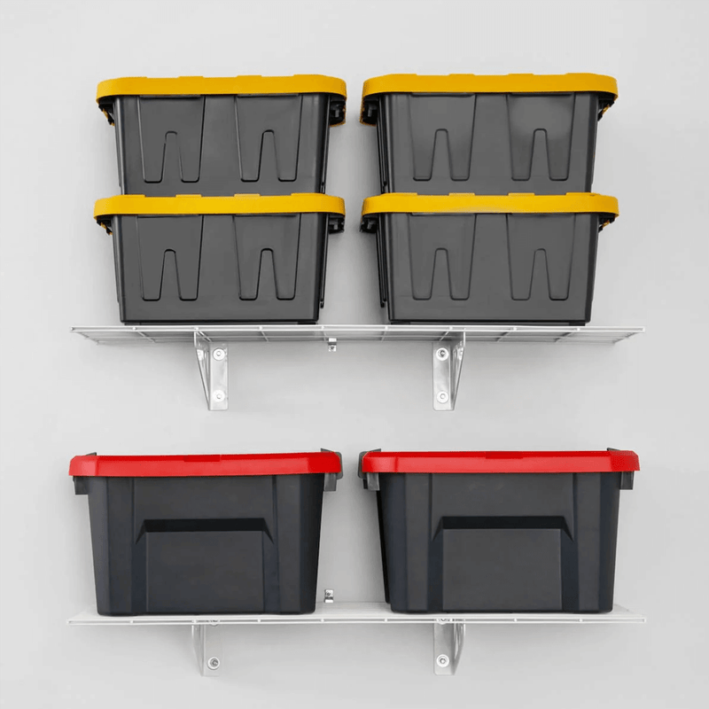 MonsterRAX 12" x 36" Wall Mounted Garage Shelves with Hooks (White)