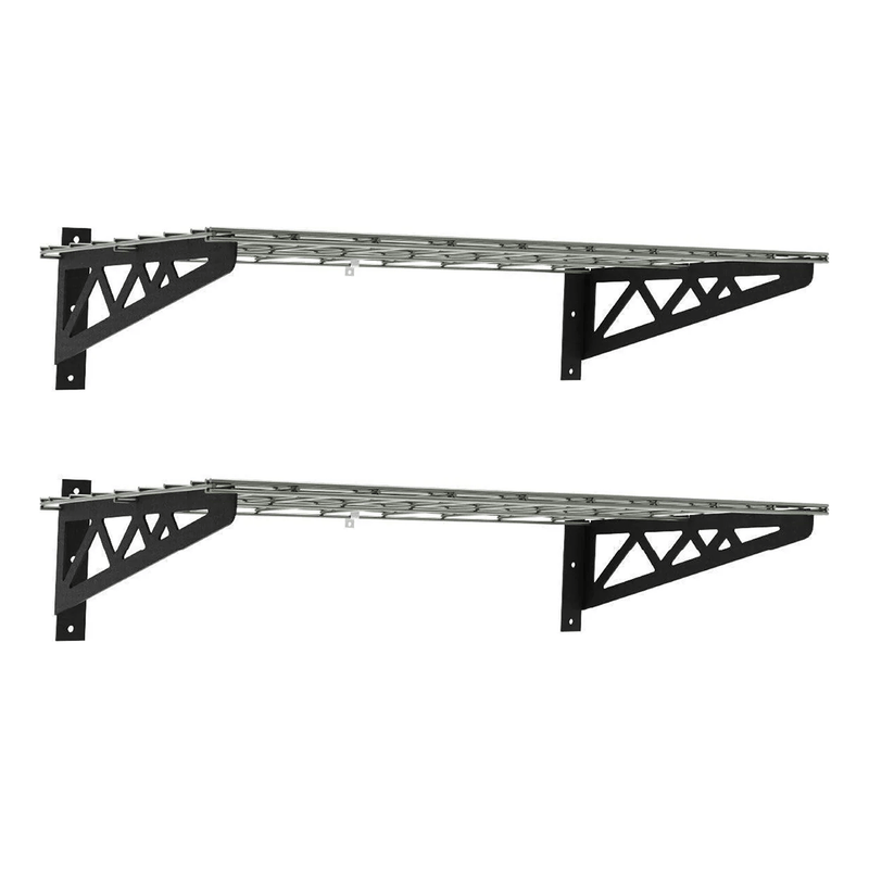 MonsterRAX 18" x 36" Wall Mounted Garage Shelves with Hooks (Hammertone)