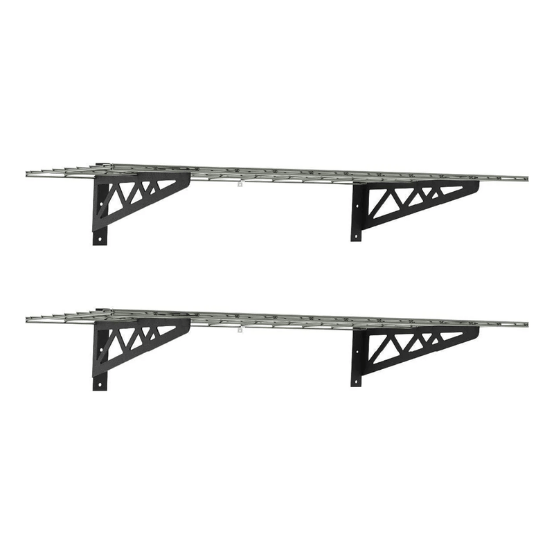 MonsterRAX 18" x 48" Wall Mounted Garage Shelves with Hooks (Hammertone)
