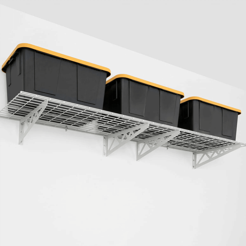 MonsterRAX 24" x 48" Wall Mounted Garage Shelves with Hooks (White)