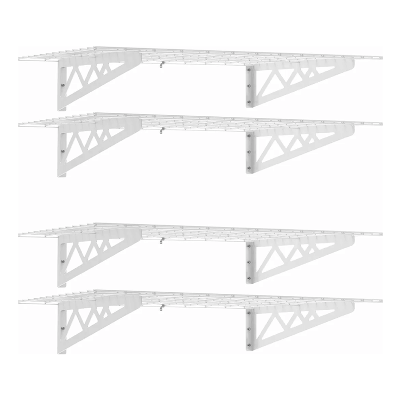 MonsterRAX 24" x 48" Wall Mounted Garage Shelving with Hooks (White)