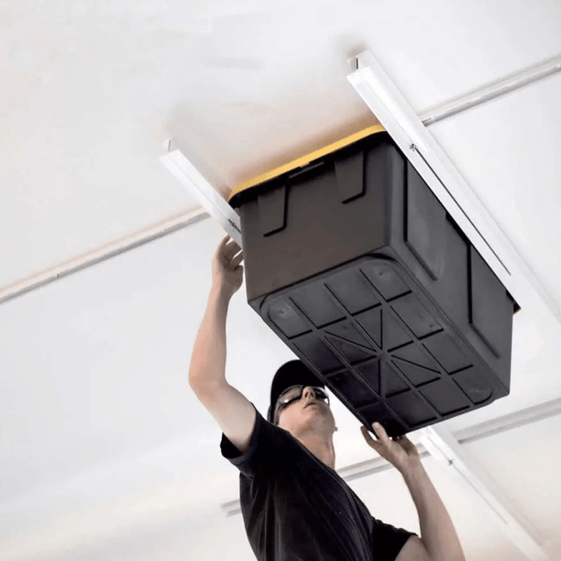 Ceiling Sam Tote Slide Overhead Bin Storage Rack (Adjustable)