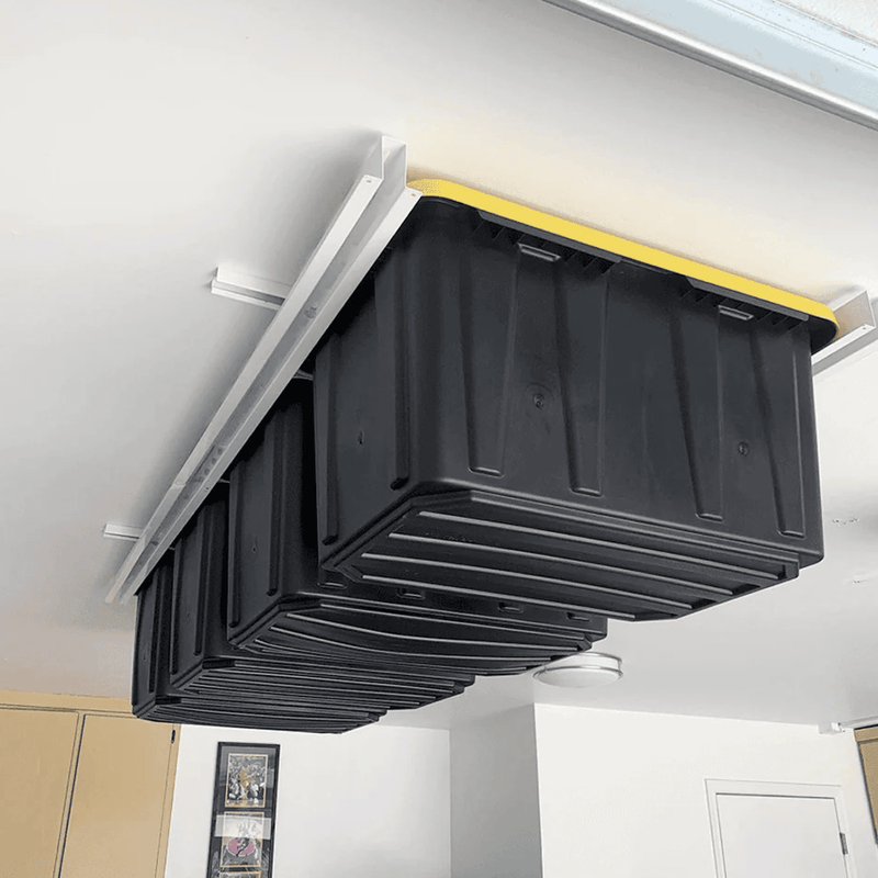 Ceiling Sam Tote Slide Overhead Bin Storage Rack (Adjustable)