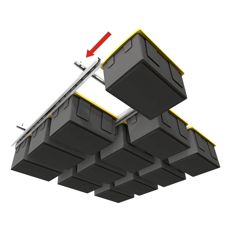 Ceiling Sam Tote Slide Pro Overhead Bin Storage Rack (Adjustable)