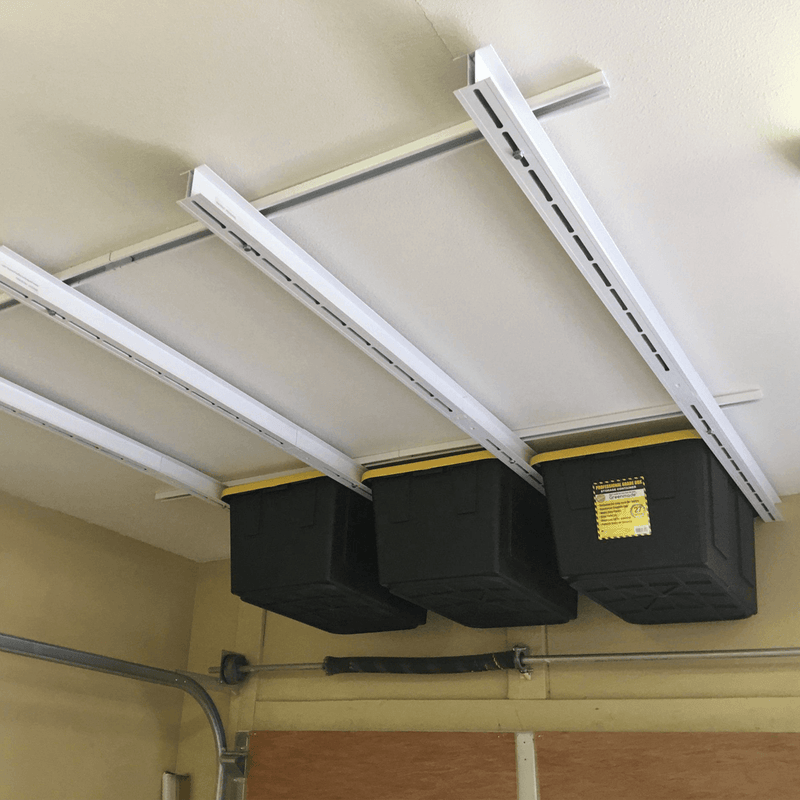 Ceiling Sam Tote Slide Pro Overhead Bin Storage Rack (Adjustable)
