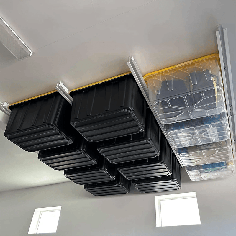 Ceiling Sam Tote Slide Pro Overhead Bin Storage Rack (Adjustable)