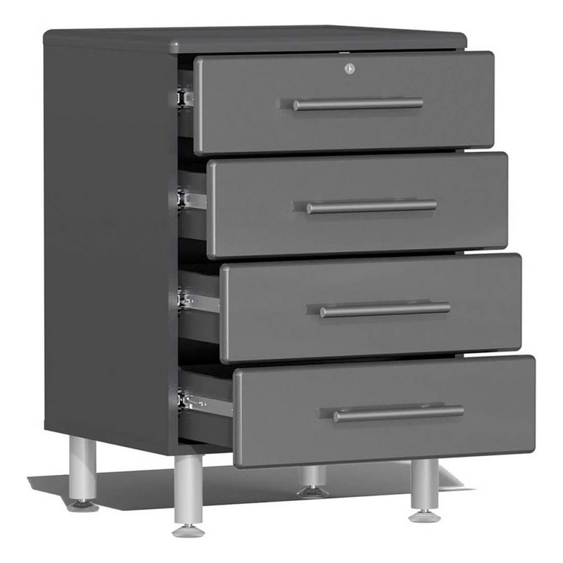 Ulti-MATE Garage 4-Piece Workstation Set with Bamboo Worktop in Graphite Grey Metallic
