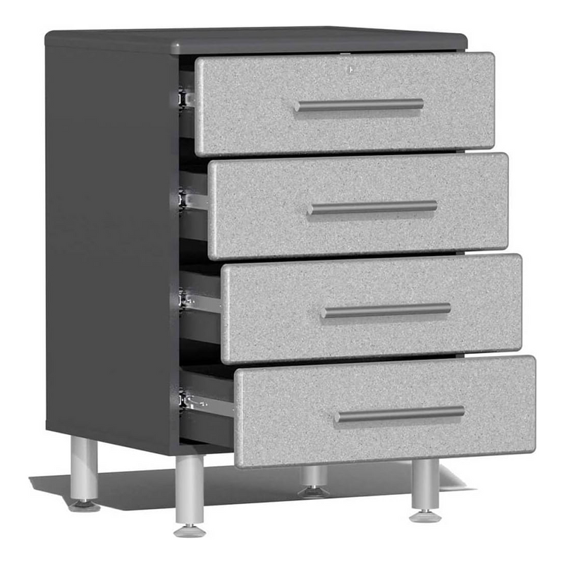 Ulti-MATE Garage 4-Piece Workstation Set with Bamboo Worktop in Stardust Silver Metallic