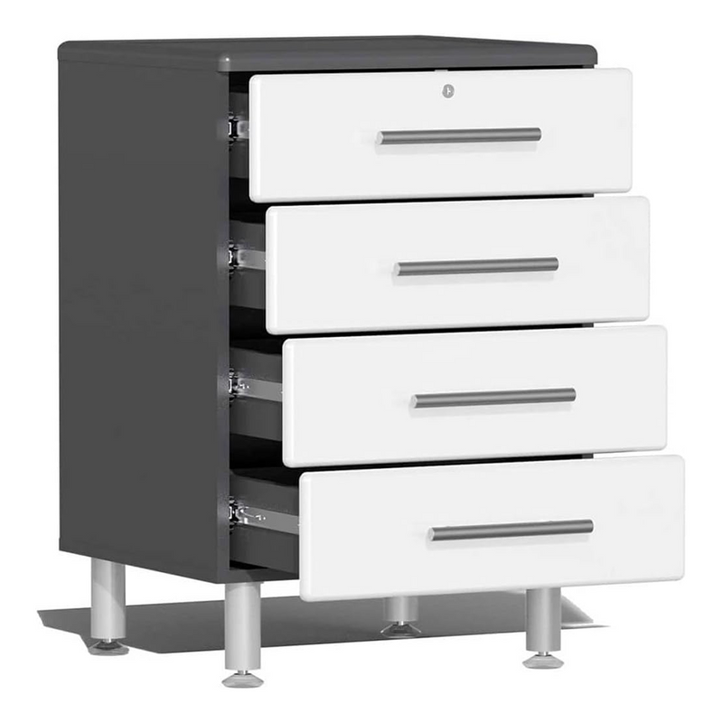 Ulti-MATE Garage 4-Piece Workstation Set with Bamboo Worktop in Starfire White Metallic