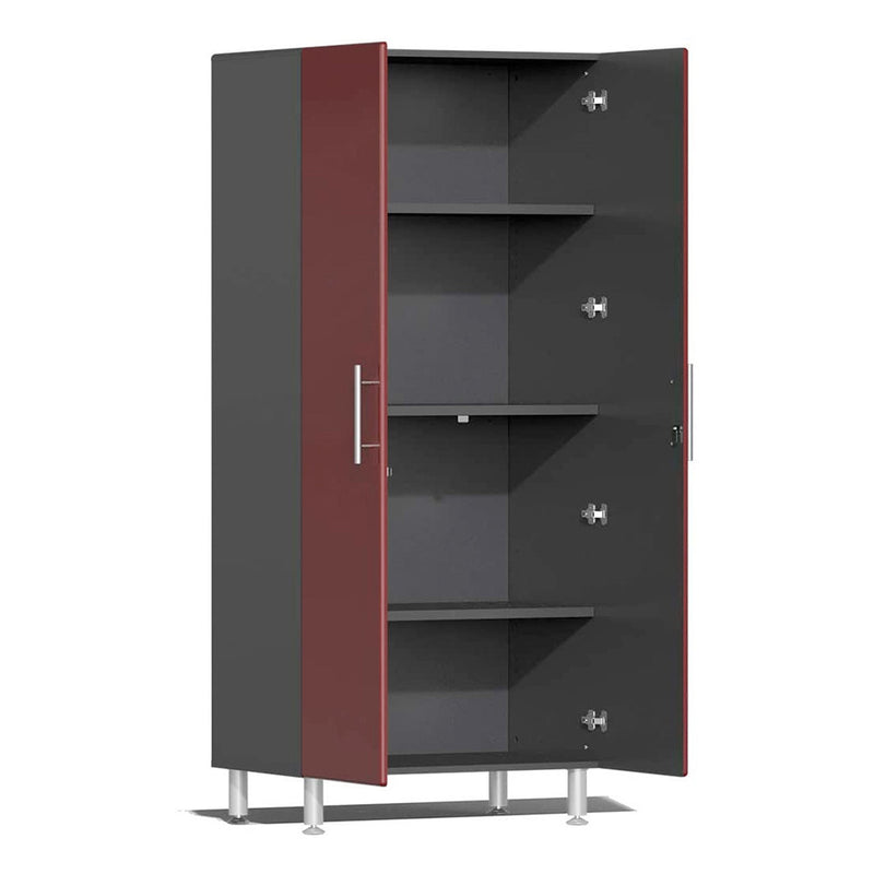 Ulti-MATE Garage 5-Piece Garage Cabinet System with Bamboo Worktop in Ruby Red Metallic