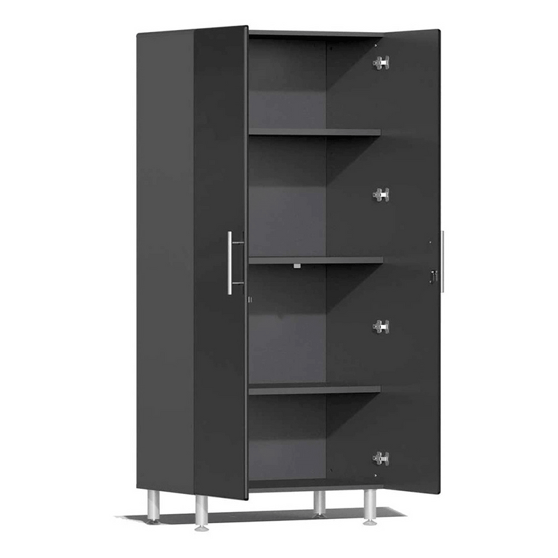 Ulti-MATE Garage 7-Piece Garage Cabinet System with Bamboo Worktop in Midnight Black Metallic