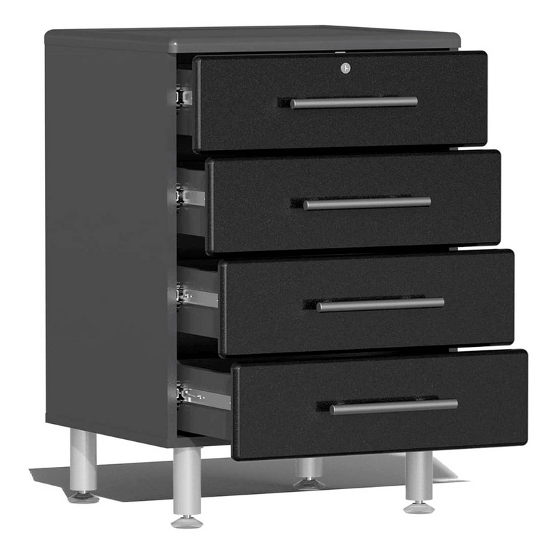 Ulti-MATE Garage 7-Piece Garage Cabinet System with Bamboo Worktop in Midnight Black Metallic