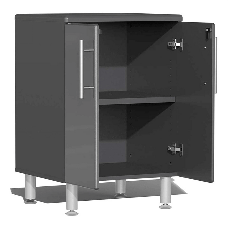 Ulti-MATE Garage 7-Piece Garage Cabinet System with Bamboo Worktop in Graphite Grey Metallic