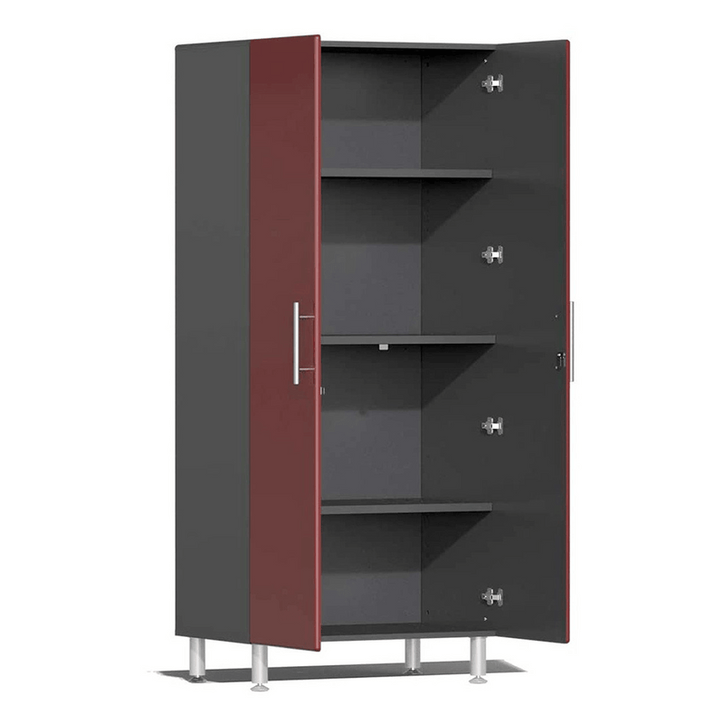 Ulti-MATE Garage 7-Piece Garage Cabinet System with Bamboo Worktop in Ruby Red Metallic