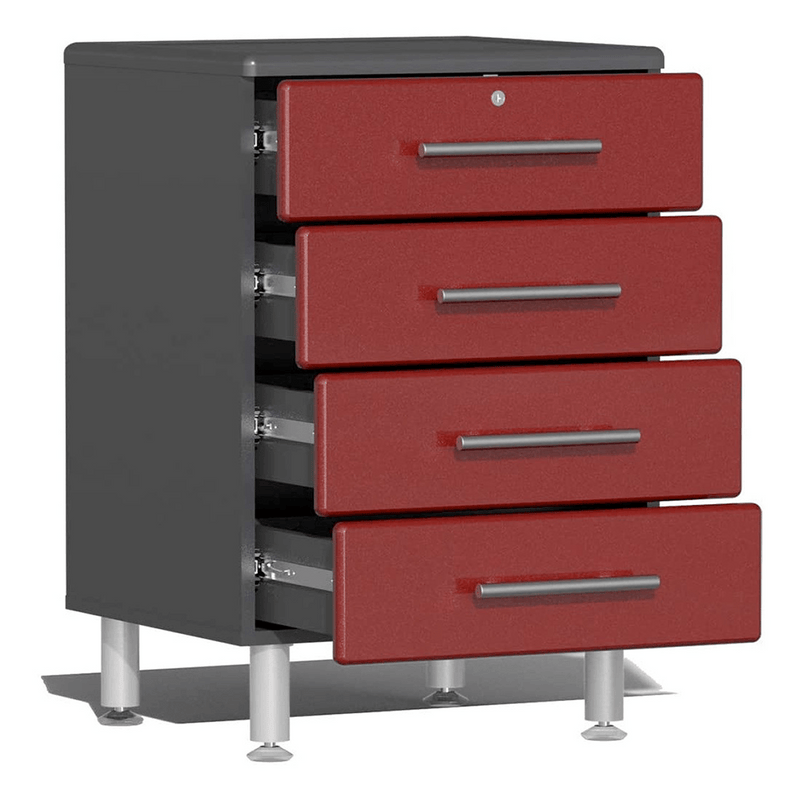 Ulti-MATE Garage 7-Piece Garage Cabinet System with Bamboo Worktop in Ruby Red Metallic