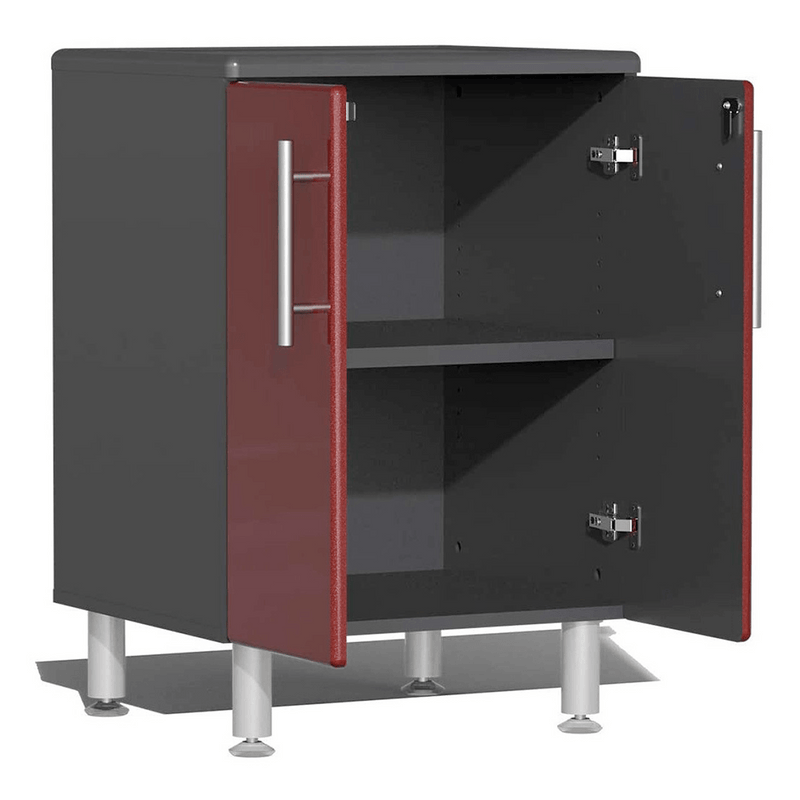Ulti-MATE Garage 7-Piece Garage Cabinet System with Bamboo Worktop in Ruby Red Metallic