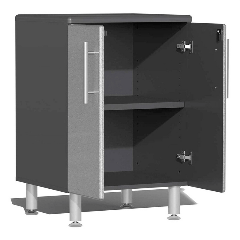 Ulti-MATE Garage 7-Piece Garage Cabinet System with Bamboo Worktop in Stardust Silver Metallic