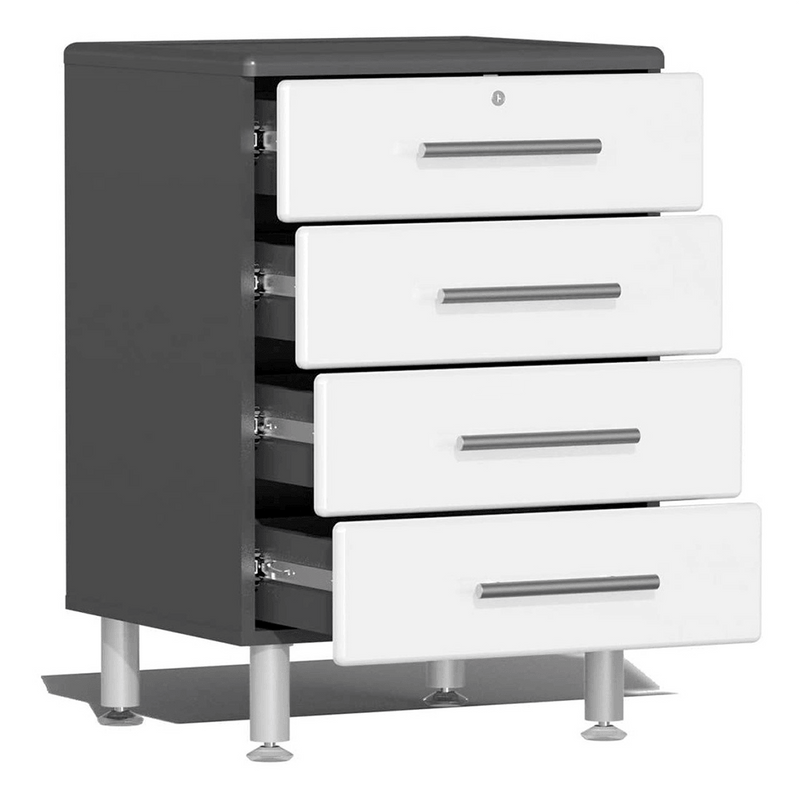 Ulti-MATE Garage 7-Piece Garage Cabinet System with Bamboo Worktop in Starfire White Metallic