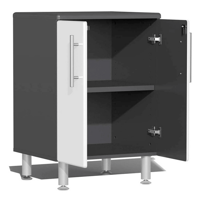 Ulti-MATE Garage 7-Piece Garage Cabinet System with Bamboo Worktop in Starfire White Metallic