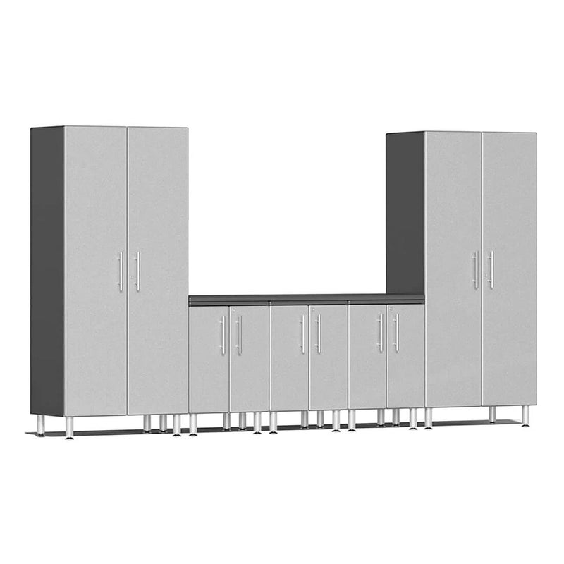 Ulti-MATE Garage 6-Piece Garage Cabinet Set with Channeled Worktop in Stardust Silver Metallic
