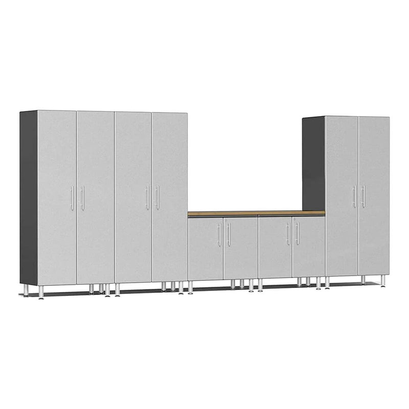 Ulti-MATE Garage 6-Piece Garage Cabinet System with Bamboo Countertop in Stardust Silver Metallic