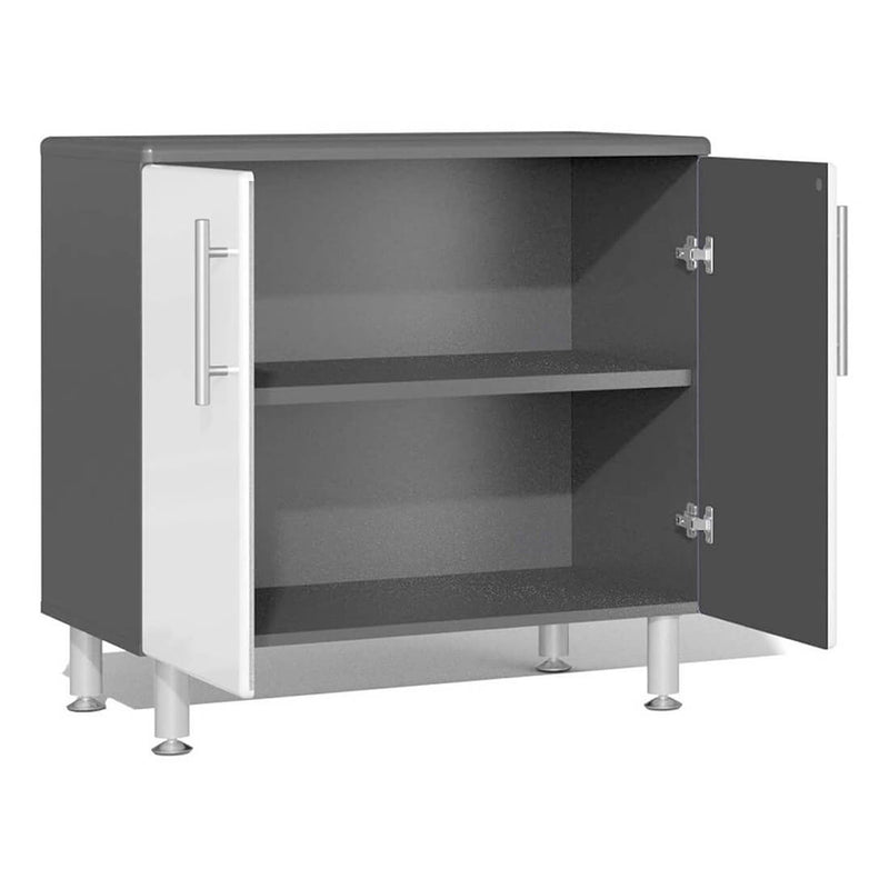 Ulti-MATE Garage 6-Piece Cabinet System with Bamboo Countertop in Starfire White Metallic