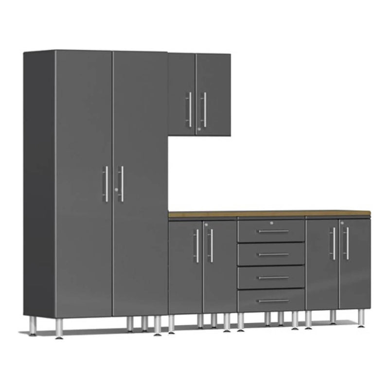 Ulti-MATE Garage 6-Piece Cabinet Kit with Bamboo Top in Graphite Grey Metallic