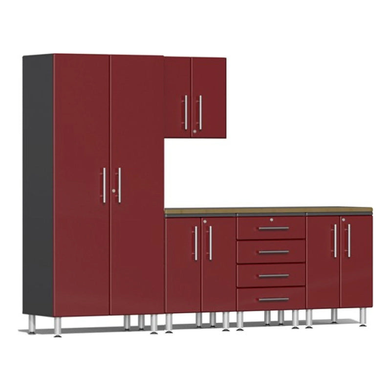 Ulti-MATE Garage 6-Piece Cabinet Kit with Bamboo Top in Ruby Red Metallic