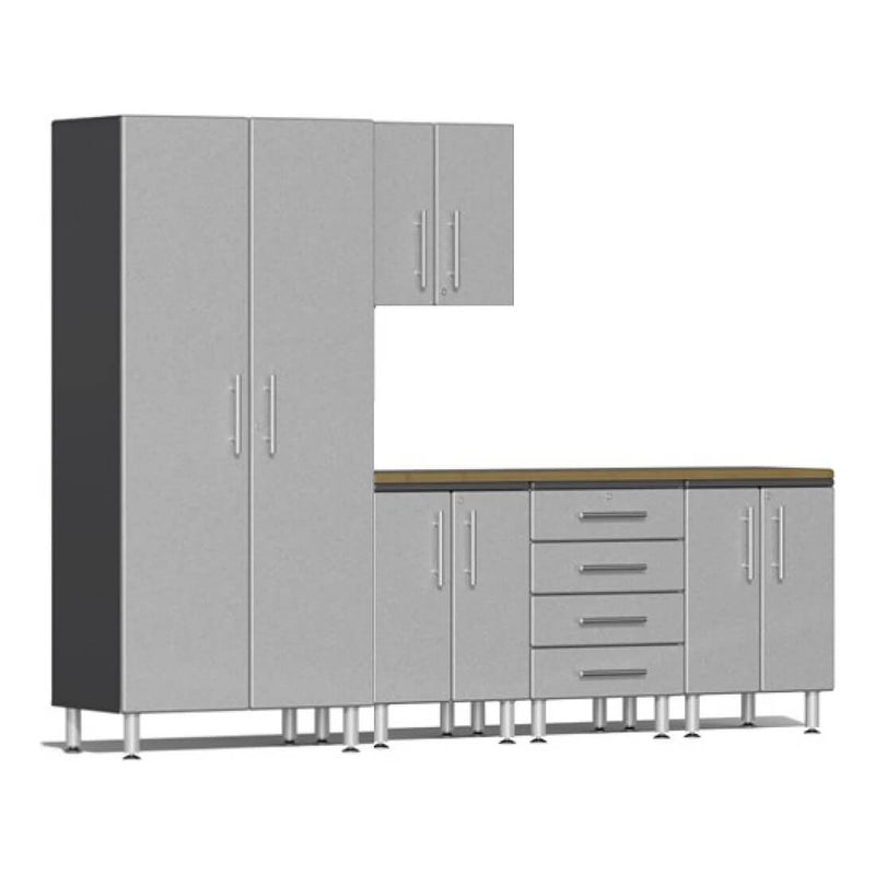 Ulti-MATE Garage 6-Piece Cabinet Kit with Bamboo Top in Stardust Silver Metallic